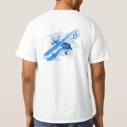 Vintager Fliegen-Doppeldecker T-Shirt (Rückseite)