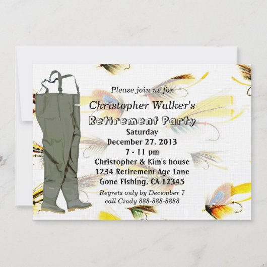 Vintager Fliegenfischer Einladung (Rückseite)