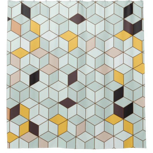 Vintager Fliesenhintergrund aus geometrischen Form Duschvorhang (Vorderseite)