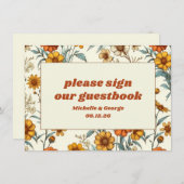 Vintager floraler 70er Timeless Wedbook Sign (Vorne/Hinten)