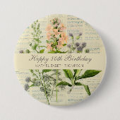 Vintager floraler 80. Geburtstag Button (Vorderseite)