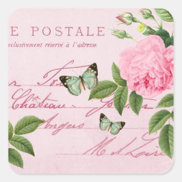 Vintager floraler Aufkleber mit rosa Rosa