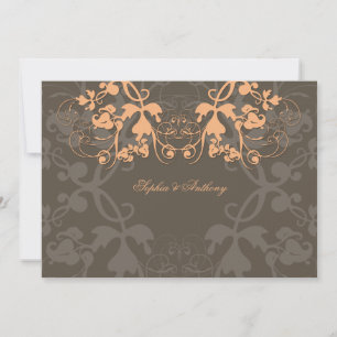 Vintager floraler Blüh Peach Wedding Einladung