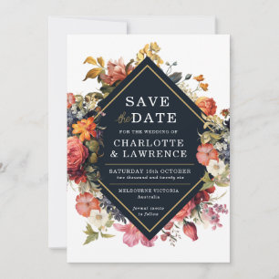 Vintager floraler, eleganter Orange-Stil Save the Date