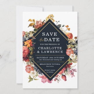 Vintager floraler, eleganter Orange-Stil Save the Date