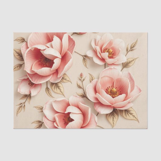 Vintager floraler Hintergrund mit Kamelien Seidenpapier (Vorderseite)