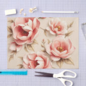Vintager floraler Hintergrund mit Kamelien Seidenpapier (Handwerk)