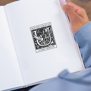 Vintager floraler Monogramm-Letter U aus der Bibli Gummistempel