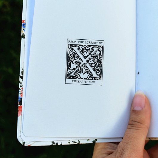 Vintager floraler Monogramm-Letter X aus der Bibli Gummistempel