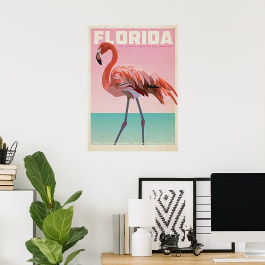 Vintager Florida-Flamigo Poster (Heimbüro)