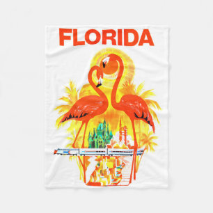 Vintager Florida-Reiseplakat-Flamingoentwurf Fleecedecke