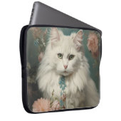 VINTAGER FLÜFFE, WEISSE KATZE MIT BLUME LAPTOPSCHUTZHÜLLE (Vorne Rechts)