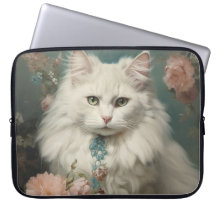 VINTAGER FLÜFFE, WEISSE KATZE MIT BLUME