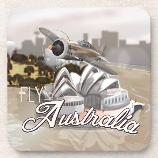 Vintager Flug nach Australien Getränkeuntersetzer (Vorderseite)