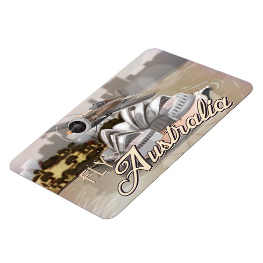 Vintager Flug nach Australien Reiseplakat Magnet (Linke Seite)