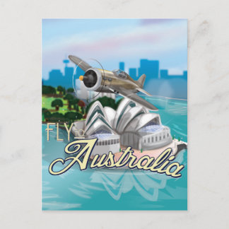 Vintager Flug nach Australien Reiseplakat Postkarte