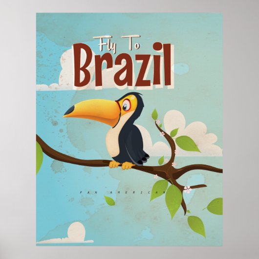 Vintager Flug nach Brasilien Toucan Travel Poster (Vorne)