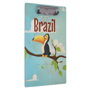 Vintager Flug nach Brasilien Toucan Travel Poster Klemmbrett