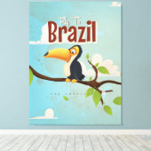 Vintager Flug nach Brasilien Toucan Travel Poster Leinwanddruck (Insitu (Holzboden))