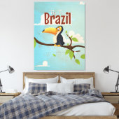 Vintager Flug nach Brasilien Toucan Travel Poster Leinwanddruck (Insitu (Schlafzimmer))