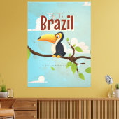 Vintager Flug nach Brasilien Toucan Travel Poster Leinwanddruck (Insitu (Wohnzimmer))