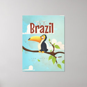Vintager Flug nach Brasilien Toucan Travel Poster Leinwanddruck