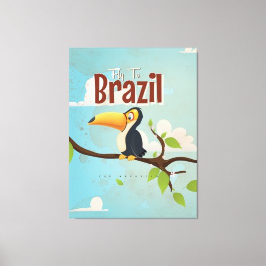 Vintager Flug nach Brasilien Toucan Travel Poster Leinwanddruck (Vorderseite)