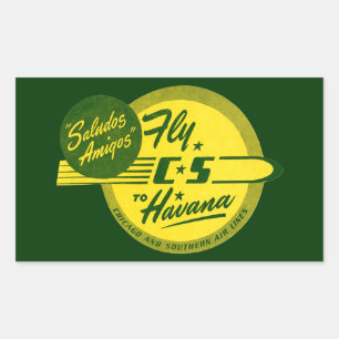 Vintager Flug nach Havanna Rechteckiger Aufkleber