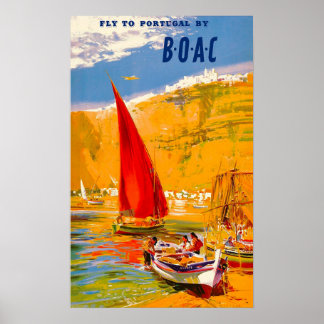 Vintager Flug nach Portugal durch B.O.A.C. Frank-B Poster