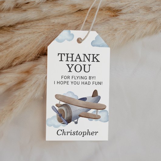 Vintager Flugzeugpilot Luftfahrt Geburtstagsfavori Geschenkanhänger