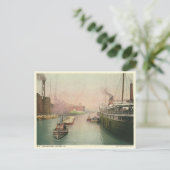Vintager Fluss Chicago Postkarte (Stehend Vorderseite)