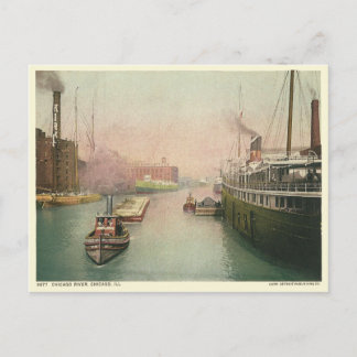 Vintager Fluss Chicago Postkarte