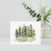 Vintager Foggy Green Pine Forest Postkarte (Stehend Vorderseite)
