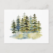 Vintager Foggy Green Pine Forest Postkarte (Vorderseite)