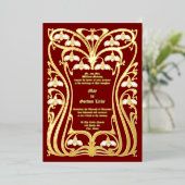 Vintager Foliage-Rahmen 1904 Jugendstil-Blume Folieneinladung (Stehend vorne)