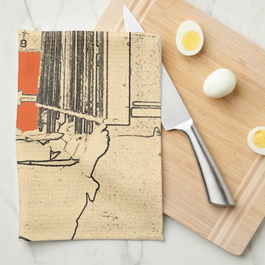 VINTAGER FOOSBALL FUZBOLL KÜCHENTUCH (Viertel Falte)