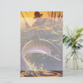 Vintager Forellenfisch Fischer, Sportfischerei Briefpapier (Stehend Vorderseite)