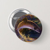 Vintager Forellenfisch Fischer, Sportfischerei Button (Vorne & Hinten)