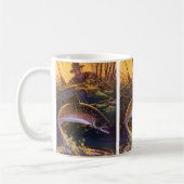Vintager Forellenfisch Fischer, Sportfischerei Kaffeetasse (Links)