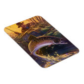 Vintager Forellenfisch Fischer, Sportfischerei Magnet (Rechte Seite)