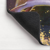 Vintager Forellenfisch Fischer, Sportfischerei Mousepad (Ecke)