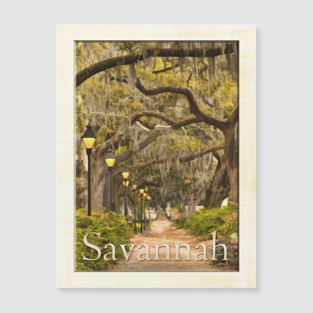 Vintager Forsyth Park - Savanne, GA, Fotografie Magnetkarte (Vorderseite)