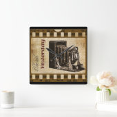 Vintager Fotofilm Quadratische Wanduhr (Zuhause)