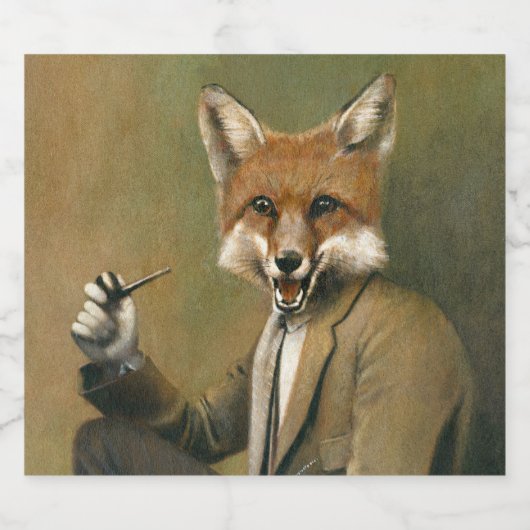 Vintager Fox im Anzug Champa Schaumweinetikett (Einzelnes Label)