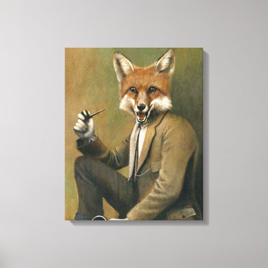 Vintager Fox im Anzug gepackte Canvas Leinwanddruck (Vorderseite)
