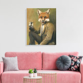 Vintager Fox im Anzug gepackte Canvas Leinwanddruck (Insitu (Wohnzimmer))