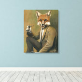 Vintager Fox im Anzug gepackte Canvas Leinwanddruck (Insitu (Holzboden))