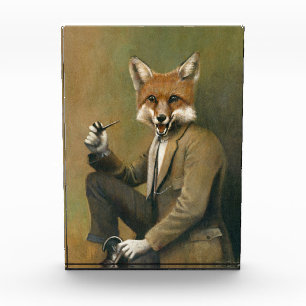 Vintager Fox in einem Anzugs-Foto-Block Fotoblock