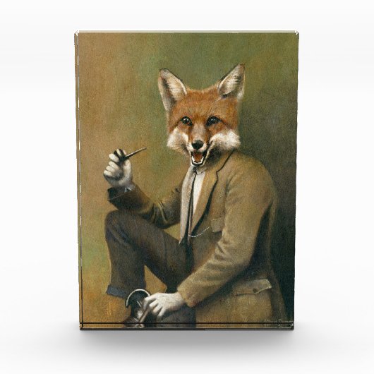 Vintager Fox in einem Anzugs-Foto-Block Fotoblock (Vorderseite)