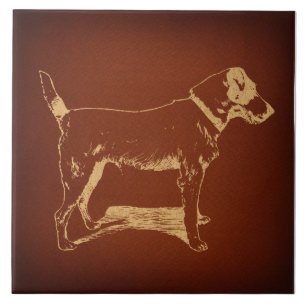Vintager Fox Terrier Hund Kunst Rustikale Antiquit Fliese